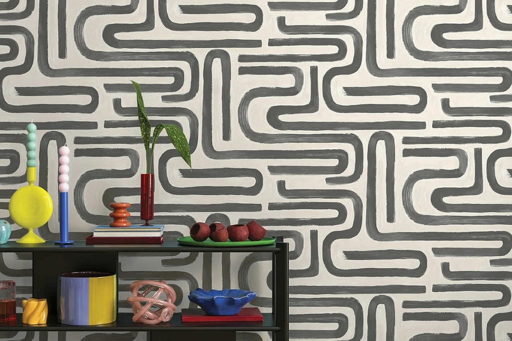 Imaginarium 3 - Brushed Geo Charcoal Cream 14233